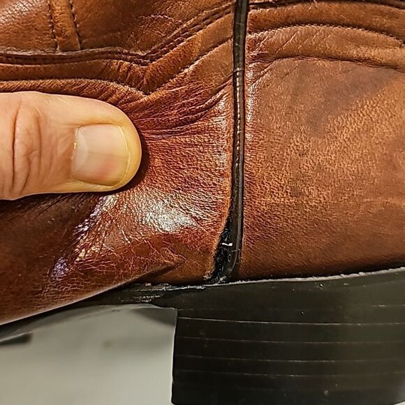 - Vintage DAN POST Men's Western Brown Bexar Rust Saddle Snip Toe Cowboy B… - Picture 7 of 13